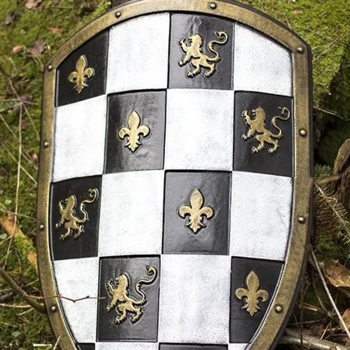 Epic Armoury LARP Geblokt Schild Wit/zwart/goud 6 Epic Armoury LARP Geblokt Schild Wit/zwart/goud - Afbeelding 4