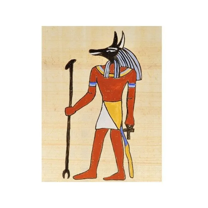 Papyruskleurplaat Egyptische God Anubis 4 Papyruskleurplaat Egyptische God Anubis - Afbeelding 2