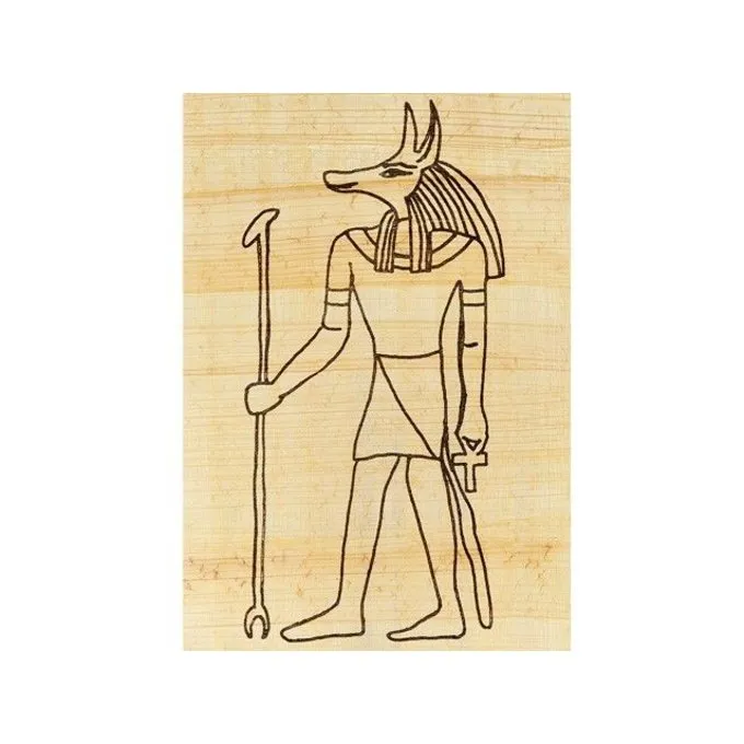 Papyruskleurplaat Egyptische God Anubis 5 Papyruskleurplaat Egyptische God Anubis - Afbeelding 3